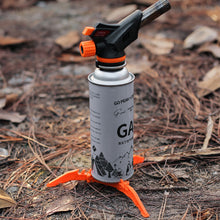 Load image into Gallery viewer, Outdoor Foldable Flat Gas Tank Bracket Stove Gas Tank Holder Canister Tripods Stand Anti Dumping Base Tilting Prevention Shelf
