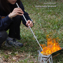 Load image into Gallery viewer, Mini Portable Camping Cooking Blowing Fire Stick Outdoor Stainless Steel Blow Fire Tube Mouth Blowpipe Telescopic Fire Blower
