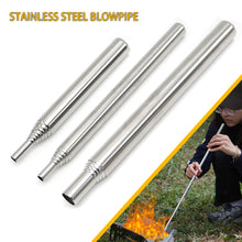 Load image into Gallery viewer, Mini Portable Camping Cooking Blowing Fire Stick Outdoor Stainless Steel Blow Fire Tube Mouth Blowpipe Telescopic Fire Blower
