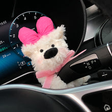 Load image into Gallery viewer, Car Wiper Turn Signal Switch Ornaments Plush Puppy Clutch Decor Kawaii Bowknot Dog Car Wiper Doll Auto Interior Accessories
