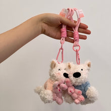 Load image into Gallery viewer, Car Key Chain Plush Puppy Keychain Kawaii Bowknot Dog Car Key Ring Car Central Control Ornament Accessories Gift
