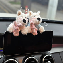 Load image into Gallery viewer, Car Key Chain Plush Puppy Keychain Kawaii Bowknot Dog Car Key Ring Car Central Control Ornament Accessories Gift
