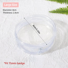 Load image into Gallery viewer, Round Clear Badge Display Bag 58mm/75mm Badge Storage Bag with Fur Ball Badge Waterproof Display Pouch Plastic
