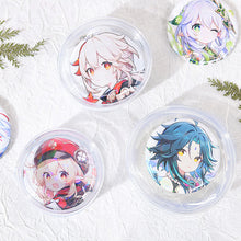 Load image into Gallery viewer, Round Clear Badge Display Bag 58mm/75mm Badge Storage Bag with Fur Ball Badge Waterproof Display Pouch Plastic
