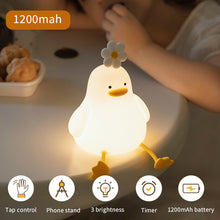 Load image into Gallery viewer, Cute Duck Silicone Lamp USB Rechargeable Timing Pat Sensor LED Night Light Bedside Decor Kids Birthday Gift
