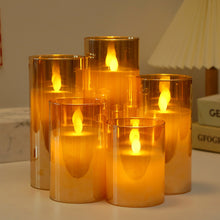 Load image into Gallery viewer, 3Pcs/Set LED Flameless Electric Candles Light Acrylic Glass Battery Flickering Fake Tealight for Wedding Party Christmas Decor
