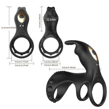 Load image into Gallery viewer, Penis Vibrating Ring Rechargeable Lock Essence Ring Massage Vibrate Penis Multi-frequency Delay Ejaculation Male Silicone Sex Toy
