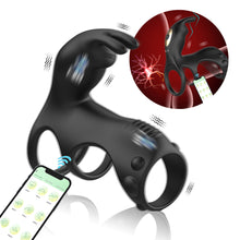 Load image into Gallery viewer, Penis Vibrating Ring Rechargeable Lock Essence Ring Massage Vibrate Penis Multi-frequency Delay Ejaculation Male Silicone Sex Toy

