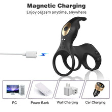 Load image into Gallery viewer, Penis Vibrating Ring Rechargeable Lock Essence Ring Massage Vibrate Penis Multi-frequency Delay Ejaculation Male Silicone Sex Toy
