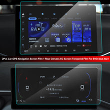 Load image into Gallery viewer, 2Pcs Car GPS Navigation Screen Film + Rear Climate A/C Screen Tempered Film For BYD Seal 2023
