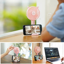 Load image into Gallery viewer, Handheld Mini Fan Portable Pocket Fan with Light USB Charging Fan Rechargable Cooling Fan Phone Holder for Home Outdoor Office
