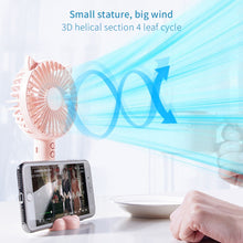 Load image into Gallery viewer, Handheld Mini Fan Portable Pocket Fan with Light USB Charging Fan Rechargable Cooling Fan Phone Holder for Home Outdoor Office
