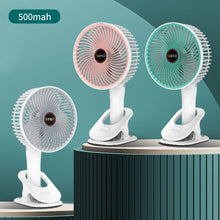 Load image into Gallery viewer, Portable Mini Hand Clip Fan USB Rechargeable Quiet Desktop Electric Fan High Quality Student Dormitory Small Cooling Fan
