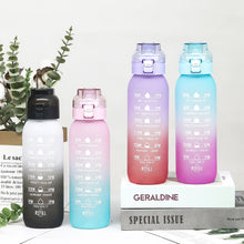 Load image into Gallery viewer, 1000ML Outdoor Large Capacity Scented Ring Sports Water Bottle Creative Gradient Tritan Straw Bottle With Handle Strap

