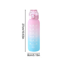 Load image into Gallery viewer, 1000ML Outdoor Large Capacity Scented Ring Sports Water Bottle Creative Gradient Tritan Straw Bottle With Handle Strap
