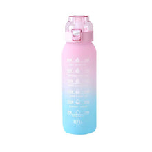Load image into Gallery viewer, 1000ML Outdoor Large Capacity Scented Ring Sports Water Bottle Creative Gradient Tritan Straw Bottle With Handle Strap
