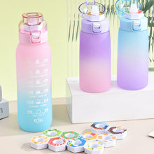 Load image into Gallery viewer, 1000ML Outdoor Large Capacity Scented Ring Sports Water Bottle Creative Gradient Tritan Straw Bottle With Handle Strap
