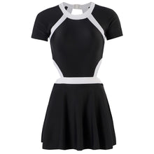Load image into Gallery viewer, Summer Long Sleeve Sun Protection Swimsuit With Removable Short Skirt Splice Line Hollow Back Waist Sexy Swimsuit
