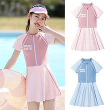 Load image into Gallery viewer, Girls' Sports Style One-Piece Swimsuit With Anti-Emptied Boxers Professional Sun Protection Quick Drying Hot Spring Swimsuit
