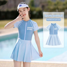 Load image into Gallery viewer, Girls' Sports Style One-Piece Swimsuit With Anti-Emptied Boxers Professional Sun Protection Quick Drying Hot Spring Swimsuit
