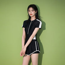 Load image into Gallery viewer, Professional One-Piece Swimsuit With Boxer Shorts Slim-Fit Sports Style Hot Spring Swimsuit With Zipper
