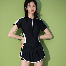 Load image into Gallery viewer, Professional One-Piece Swimsuit With Boxer Shorts Slim-Fit Sports Style Hot Spring Swimsuit With Zipper
