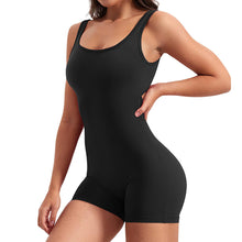 Load image into Gallery viewer, 1PC Yoga Jumpsuit With Bra Pad Tight-Fitting Backless Hip Lift One-Piece Pleated Nude Romper Shorts
