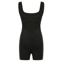 Load image into Gallery viewer, 1PC Yoga Jumpsuit With Bra Pad Tight-Fitting Backless Hip Lift One-Piece Pleated Nude Romper Shorts
