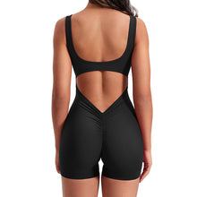 Load image into Gallery viewer, 1PC Yoga Jumpsuit With Bra Pad Tight-Fitting Backless Hip Lift One-Piece Pleated Nude Romper Shorts
