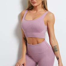 Load image into Gallery viewer, Solid Color Seamless Thread Sports Underwear Moisture Wicking Elastic Yoga Wear-Bra
