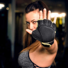 Load image into Gallery viewer, 1 Pair Sports Fitness Leather Breathable Gloves Outdoor Mountain Bike Half Finger Riding Silicone Shock-Proof Gloves
