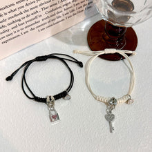 Load image into Gallery viewer, 2 Pcs/Set Magnetic Couple Bracelet Stylish Versatile Adjustable Woven Hand Rope Love Lock and Key Bracelet Women Men Hand Jewelry
