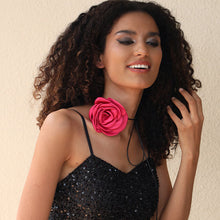 Load image into Gallery viewer, Fabric Floral Necklace Large Flower Choker Necklace for Women Romantic Fabric Collar Jewelry on Neck Accessories
