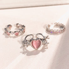 Load image into Gallery viewer, Pink Love Heart Rings for Women Opening Personality Thorn Finger Ring Fashion Sweet Girls Jewelry Wedding Party Accessories 2024
