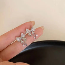 Load image into Gallery viewer, Bow Zircon Earrings Simple Temperamental Alloy Earrings Ear Studs Women Fashionable Jewelry Accessories Niche Design
