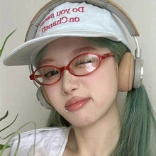 Load image into Gallery viewer, Oval Small Frame Glasses Anti Blue Light Glasses New Fashion Y2K Style Red Frame Fashion Transparent Glasses
