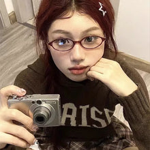 Load image into Gallery viewer, Oval Small Frame Glasses Anti Blue Light Glasses New Fashion Y2K Style Red Frame Fashion Transparent Glasses
