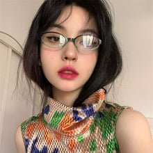 Load image into Gallery viewer, Oval Small Frame Glasses Anti Blue Light Glasses New Fashion Y2K Style Red Frame Fashion Transparent Glasses
