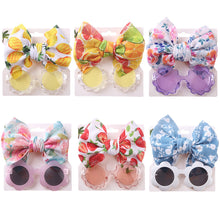 Load image into Gallery viewer, Children Sunglasses Headband Set Fashion Kids 2Pcs Cute UV-proof Glasses band Set Solid Color Hair Bows Girl Soft Nylon Children's Accessories
