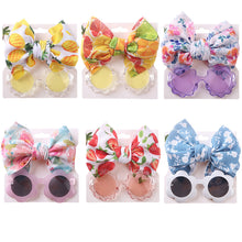 Load image into Gallery viewer, Children Sunglasses Headband Set Fashion Kids 2Pcs Cute UV-proof Glasses band Set Solid Color Hair Bows Girl Soft Nylon Children's Accessories
