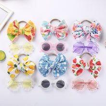 Load image into Gallery viewer, Children Sunglasses Headband Set Fashion Kids 2Pcs Cute UV-proof Glasses band Set Solid Color Hair Bows Girl Soft Nylon Children's Accessories
