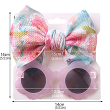 Load image into Gallery viewer, Children Sunglasses Headband Set Fashion Kids 2Pcs Cute UV-proof Glasses band Set Solid Color Hair Bows Girl Soft Nylon Children's Accessories
