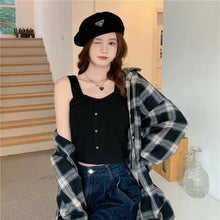 Load image into Gallery viewer, Sleeveless Cropped Tank Top Camisole Women Button Crop Tops Summer Sexy All-match Casual One-piece Cotton Underwear With Bra Pad
