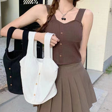 Load image into Gallery viewer, Sleeveless Cropped Tank Top Camisole Women Button Crop Tops Summer Sexy All-match Casual One-piece Cotton Underwear With Bra Pad
