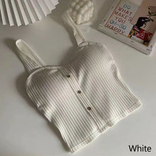 Load image into Gallery viewer, Sleeveless Cropped Tank Top Camisole Women Button Crop Tops Summer Sexy All-match Casual One-piece Cotton Underwear With Bra Pad
