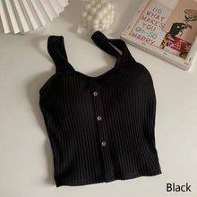 Load image into Gallery viewer, Sleeveless Cropped Tank Top Camisole Women Button Crop Tops Summer Sexy All-match Casual One-piece Cotton Underwear With Bra Pad
