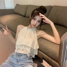 Load image into Gallery viewer, Halter Chiffon Sleeveless Style Top Chiffon Blouse Women Sexy Sweet Females Aesthetic Tank Top Korean Style
