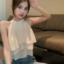 Load image into Gallery viewer, Halter Chiffon Sleeveless Style Top Chiffon Blouse Women Sexy Sweet Females Aesthetic Tank Top Korean Style
