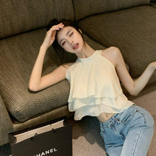 Load image into Gallery viewer, Halter Chiffon Sleeveless Style Top Chiffon Blouse Women Sexy Sweet Females Aesthetic Tank Top Korean Style
