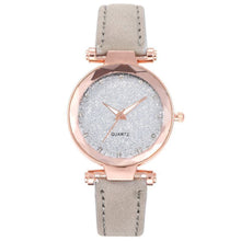 Load image into Gallery viewer, Watch Round Face Rhinestone Starry Sky Watch For Women Leisure Fashion Trend Leather Strap Frosted Belt Vintage Black Quartz Wristwatch
